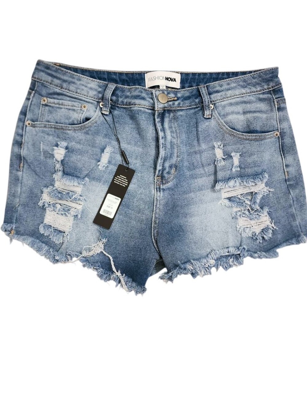 Fashion Nova Women's Light Blue Distressed Denim Shorts